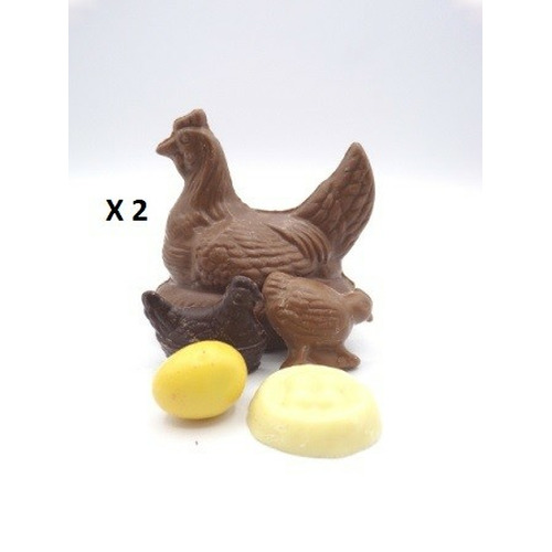 2 Poules de paques chocolat au Lait garni, 2X60 gr 1 2 Poules de paques chocolat au Lait garni, 2X60 gr