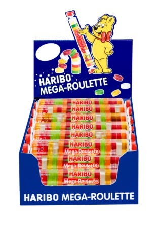 MEGA ROULETTES HARIBO FRUITS , boite de 40