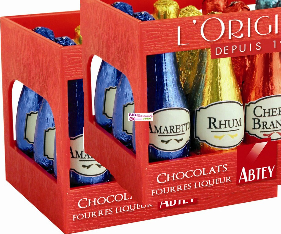 Chocolaterie Abtey - Boîte en métal “Vintage” rouge liqueurs (au
