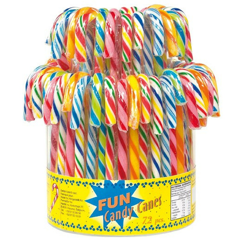 72 Candy Canes aux fruits, boite de 1 kilo