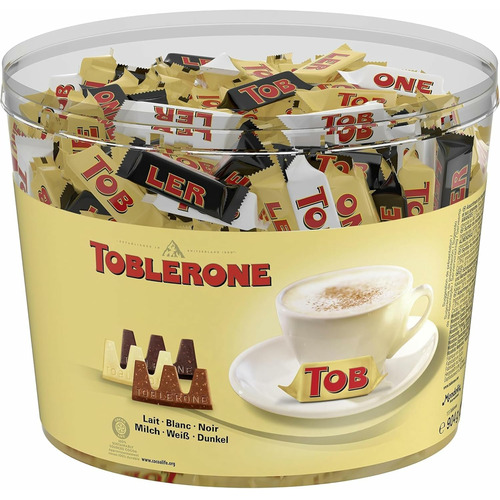 Toblerone - Assortiment de 3 Variétés de Mini Toblerone : Chocolat au Lait, Chocolat Noir et Chocolat Blanc - Tubo de 113 mini barres (904 g)