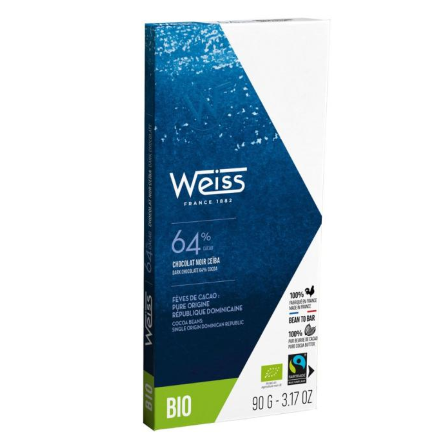 Tablette chocolat Ceïba Noir 64% Bio et Equitable - 90g Weiss