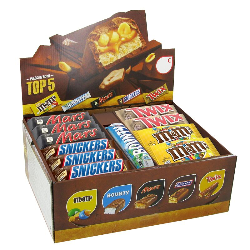 Boîte Assortiment TOP 5 – 53 barres et sachets chocolatés