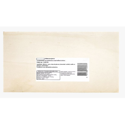 Coffret en bois de 10 marrons glacés Corsiglia, un délice sucré à savourer.