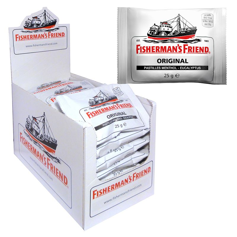 Carton de 24 sachets Fisherman Friend blanc 25gr