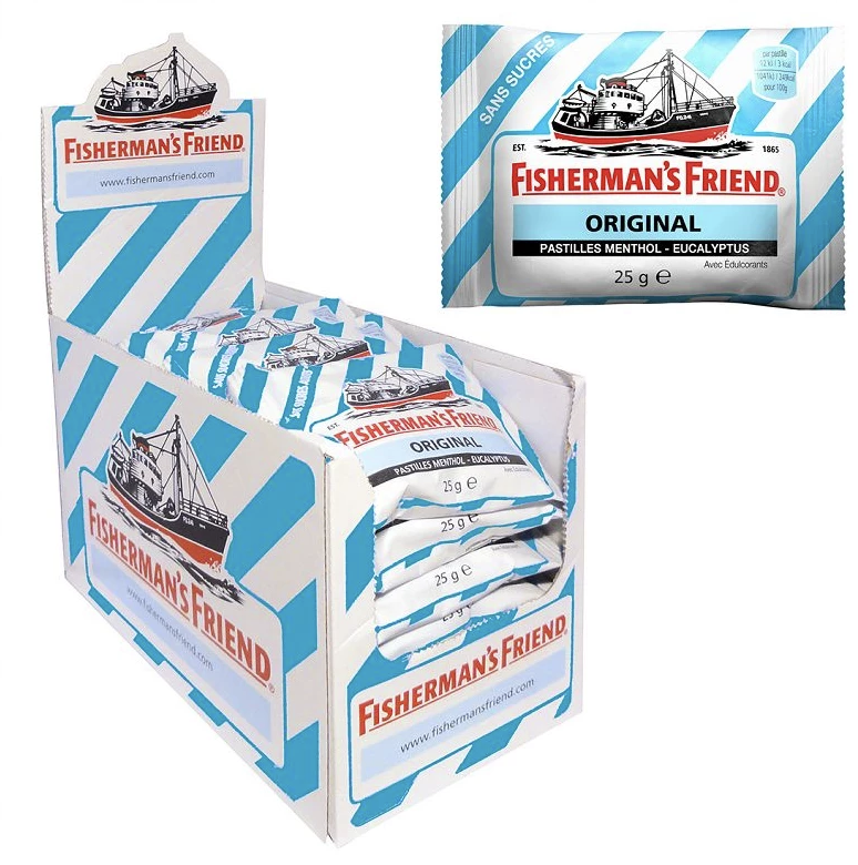 Carton de 24 sachets Fisherman Friend bleu 25gr