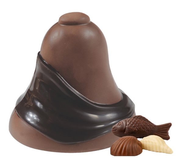Moulage de cloche au chocolat au lait garnie de fritures 190g Guisabel