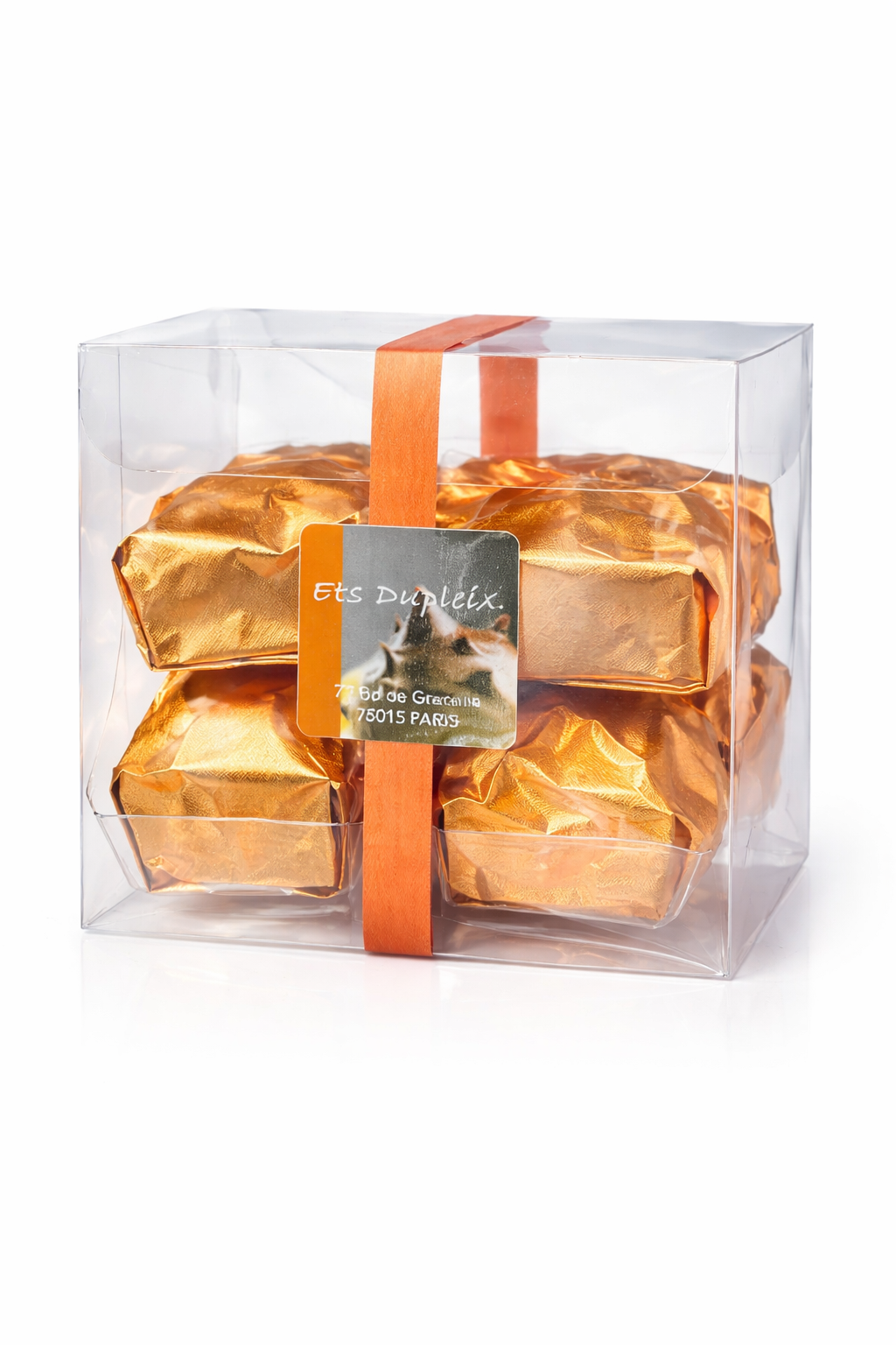 Boîte transparente de 6 marrons glacés premium avec ruban – Ets Dupleix
