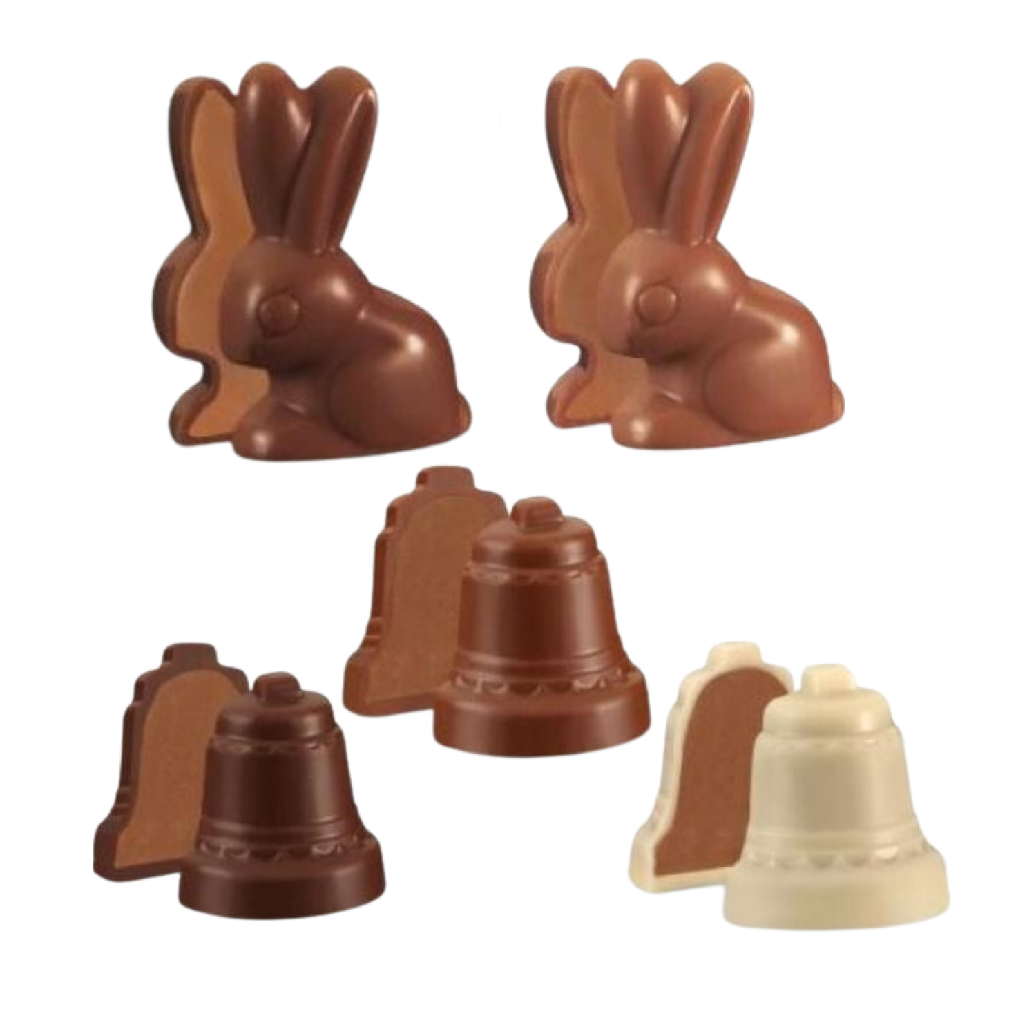 Moulage Cloches et Lapins assortis 18 pièces Weiss environ 250g