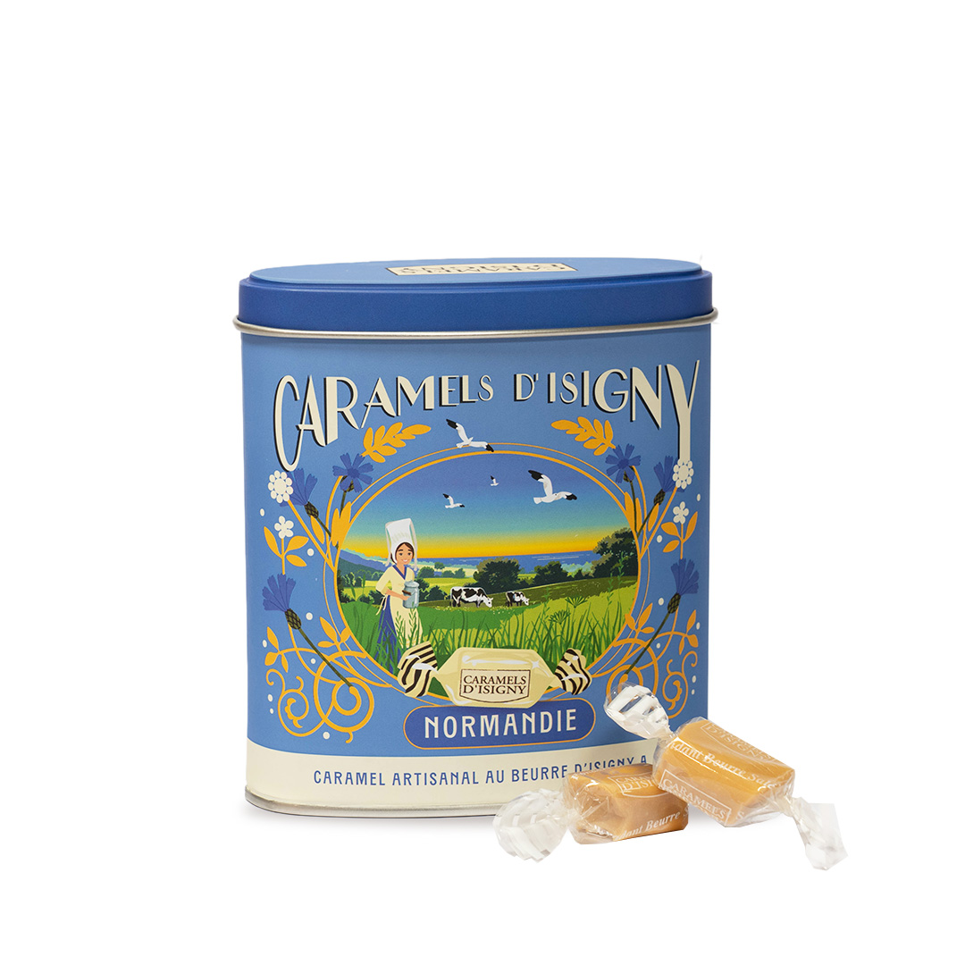 Boîte Métal « Normandie » Caramels d’Isigny au Beurre Salé – 180 g