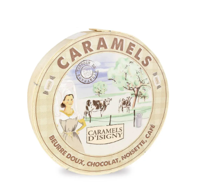 Boîte en bois de 150g de caramels d'Isigny au caramel beurre salé
