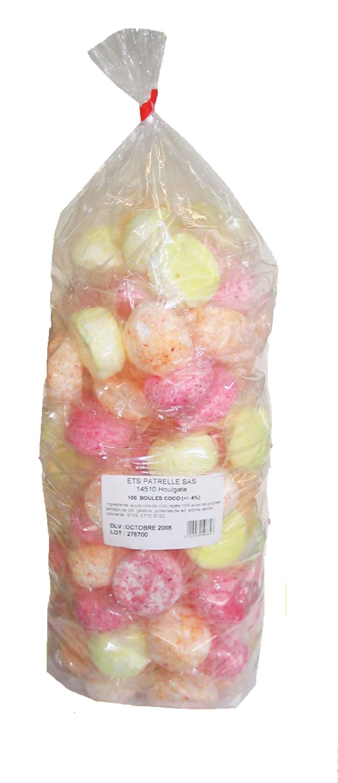 boule coco bonbon, sac de 100