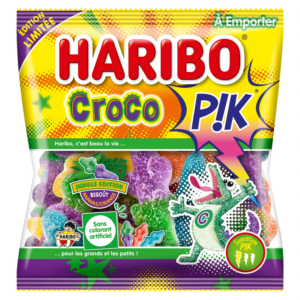 Carton de 30 sachets Croco Pik 120 g Haribo, une douceur fruitée à partager.