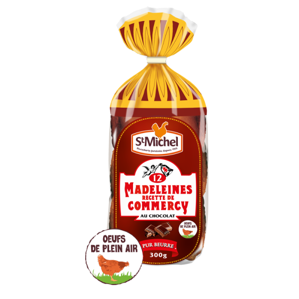 Sachet de 12 Madeleines St Michel, recette de Commercy au chocolat  300gr