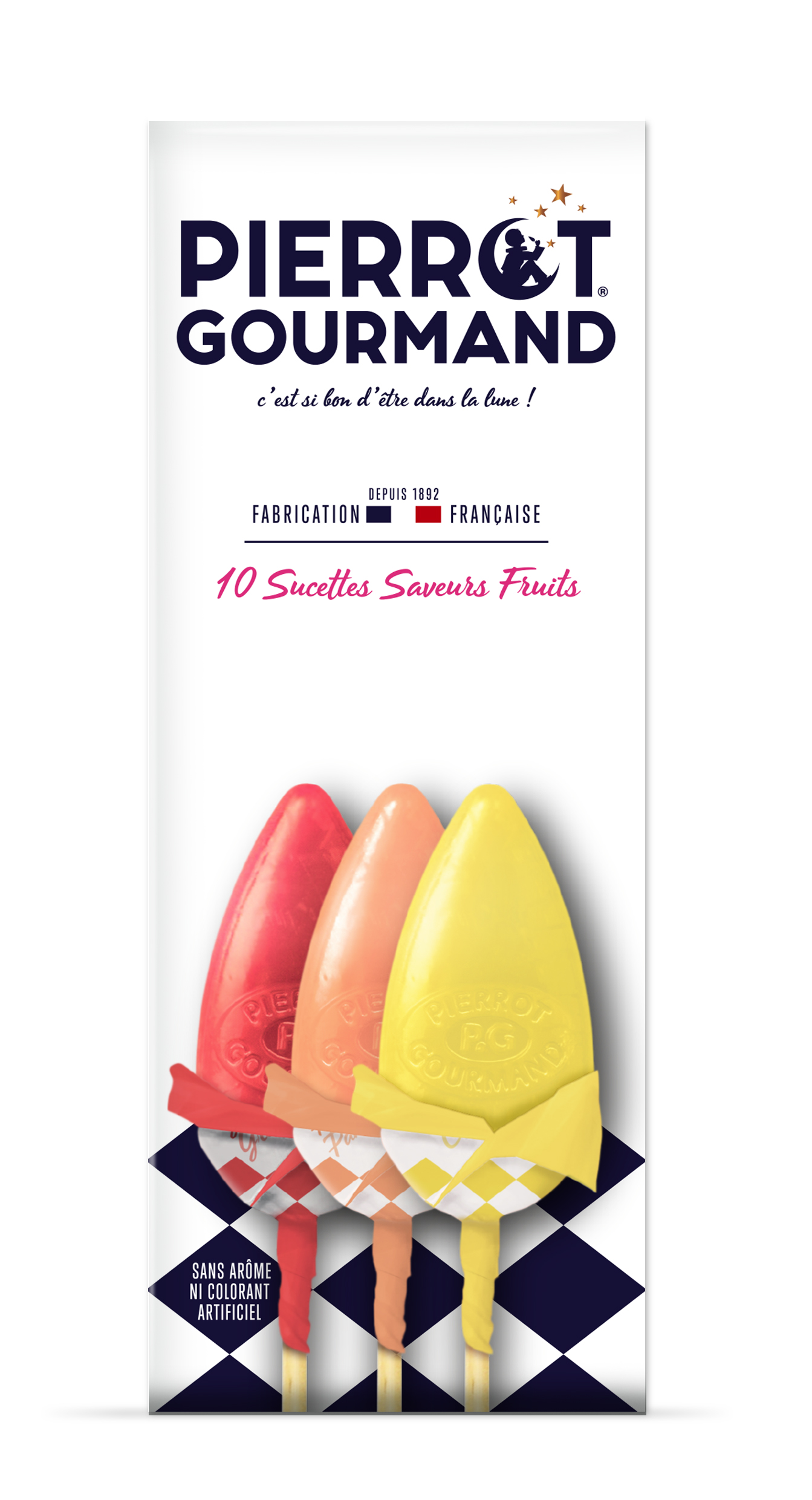 Etui de 10 sucettes saveur fruits 130gr Pierrot Gourmand