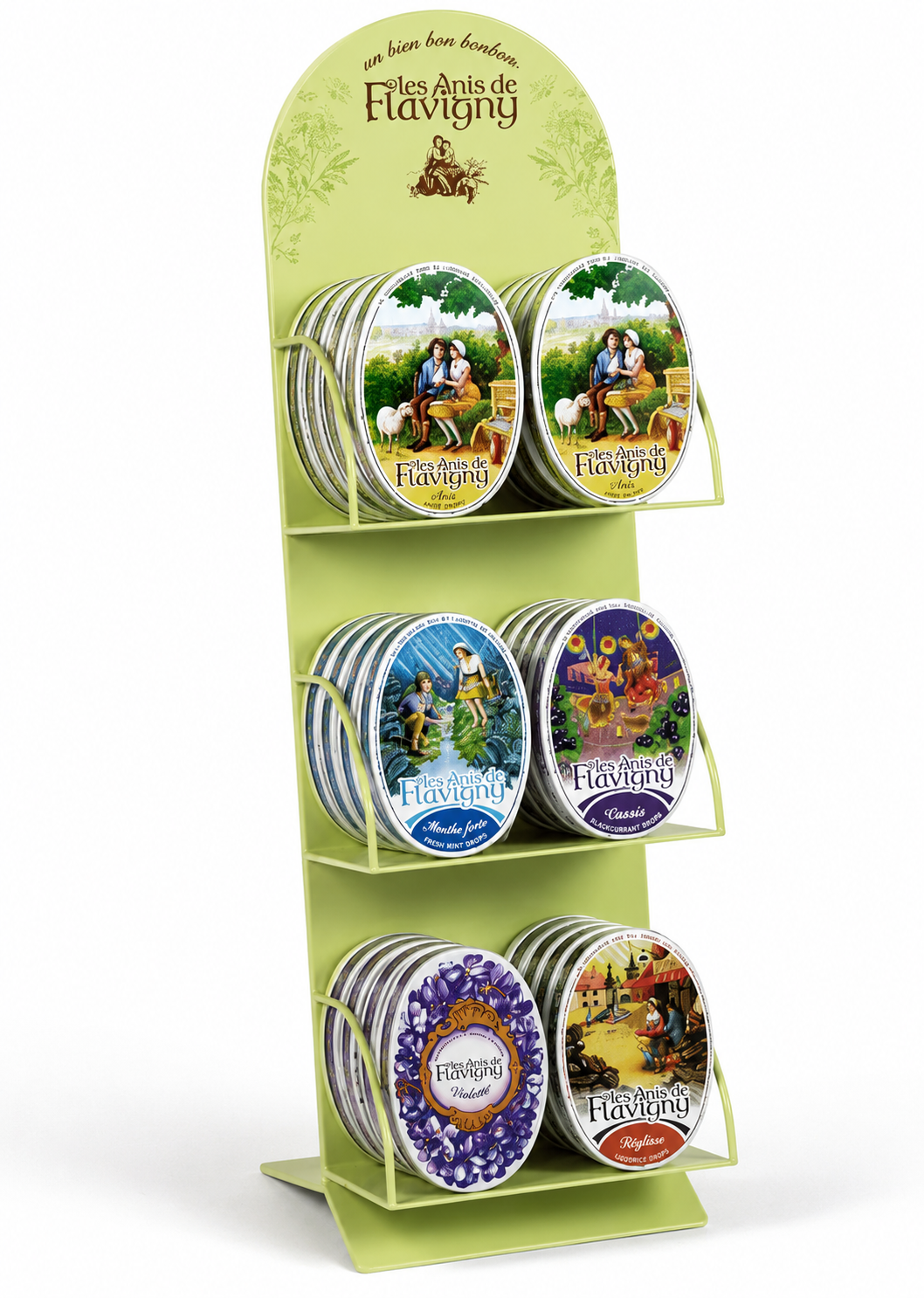 6 Display de 12 boites oval Anis Flavigny + Présentoir de comptoir offert