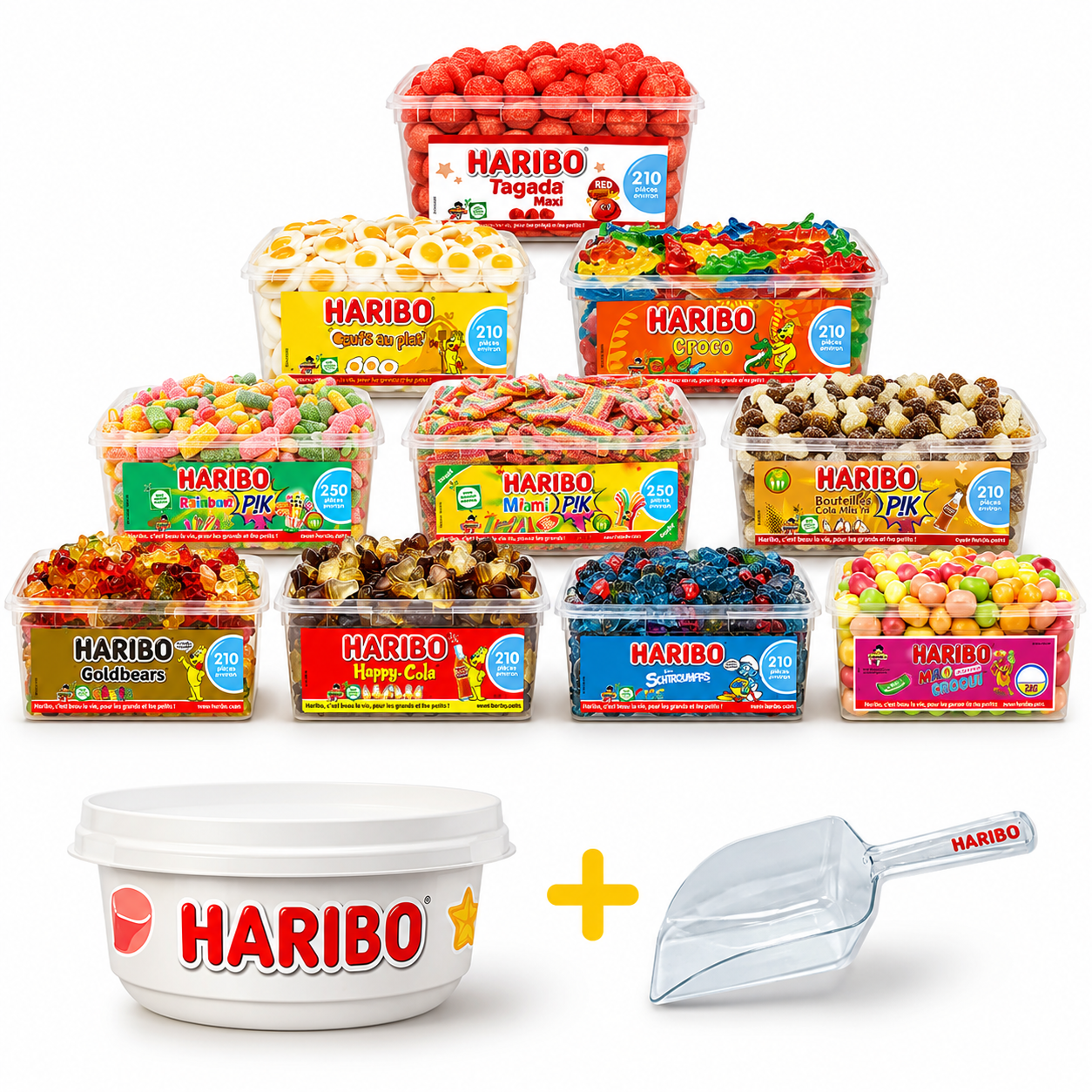Colis Haribo 10 Tubo + 80 Box offerts + 1 Pelle