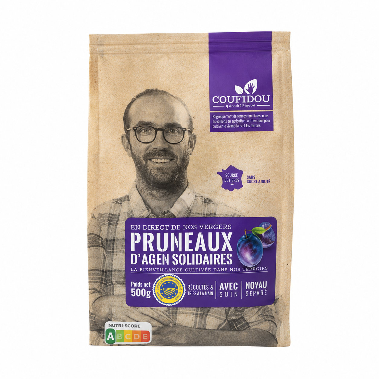 Pruneaux d'agen solidaires, 500gr, avec noyau, Coufidou