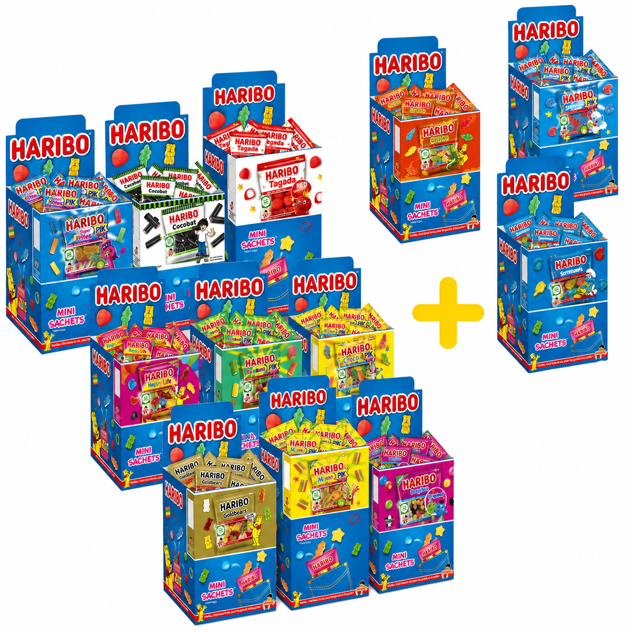 9 Présentoirs + 3 présentoirs offert : Mini sachets Haribo 40gr