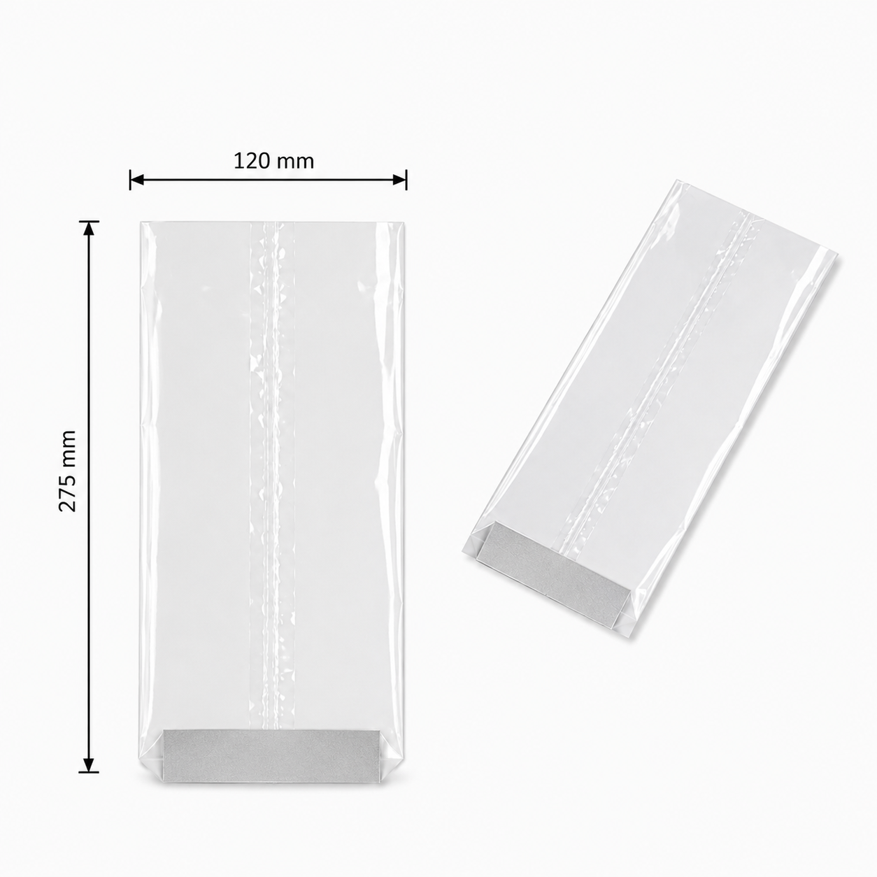 Boite de 100 sacs transparents, fond rigide, dimensions :120 x 275