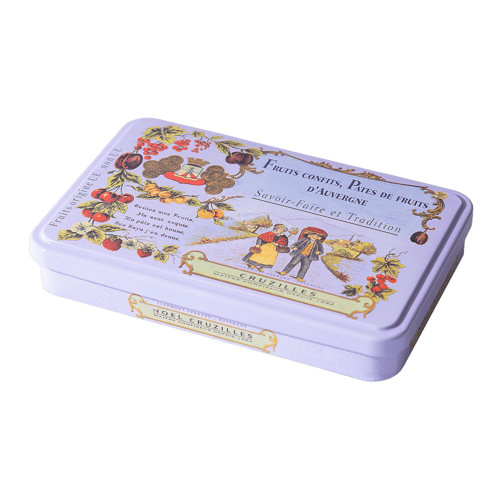 Boîte Métal Mauve Pâtes de Fruits 250g Cruzilles