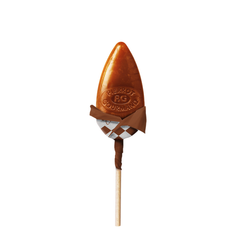 304b__n°2_ sucette papier v01_bois+papillotte int Coul2_Caramel + caramel HD_ok Sucette Pierrot Gourmand caramel au lait frais emballée