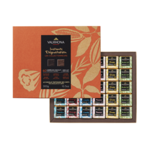 Coffret Les Collectionneurs 60 carrés chocolat noir Valrhona 300g