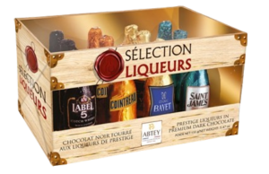 Casier de liqueurs assorties Abtey 155g, un délice pour les amateurs de spiritueux raffinés.