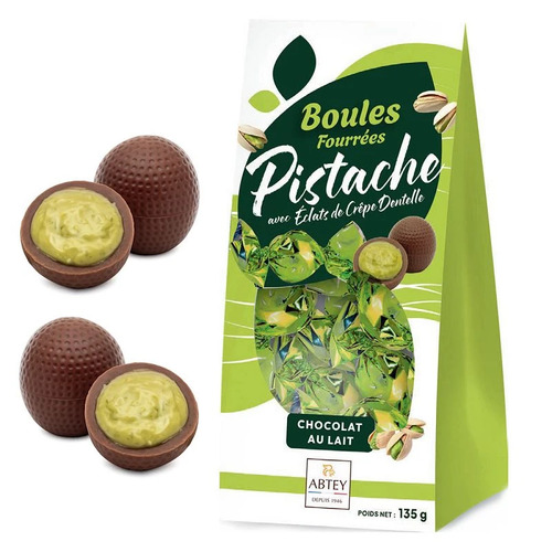 Sachet boules fourrées pistaches 135g Abtey