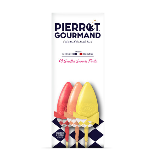 Etui de 10 sucettes saveur fruits 130gr Pierrot Gourmand