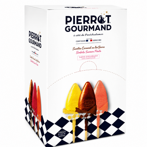 Boite de 100 sucettes assortis 1.3Kg Pierrot Gourmand