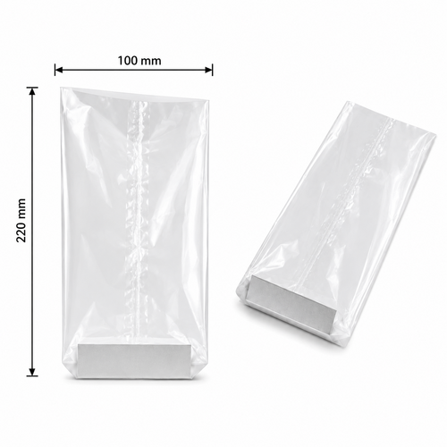 Boite de 100 sacs transparents, fond rigide,  dimensions : 140 x 305