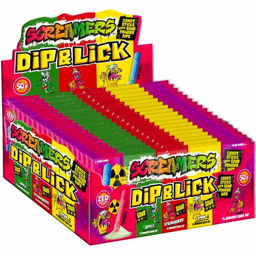 Display de 24 boîtes Screamers Dips and Lick Zed Candy