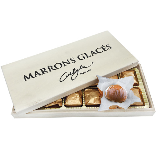 Marrons glacés Turin Corsiglia – Coffret bois 12 pièces, 240 g