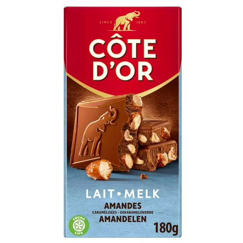 Tablette Lait Amandes Caramélisées Pointe De Sel 180gr CÔTE D'OR