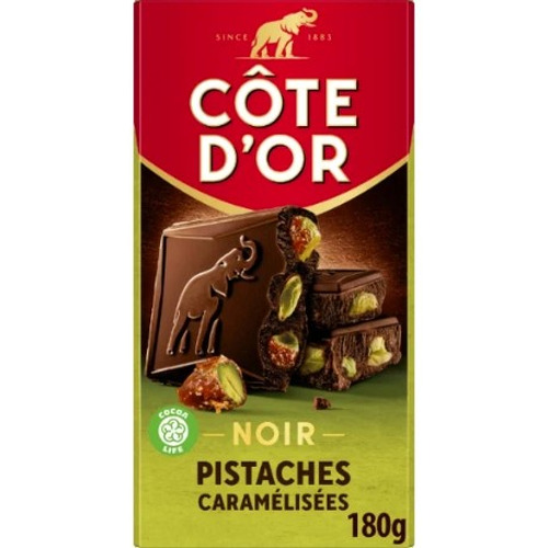 Tablette Noir Pistaches Caramélisées 180 g Côte d'Or