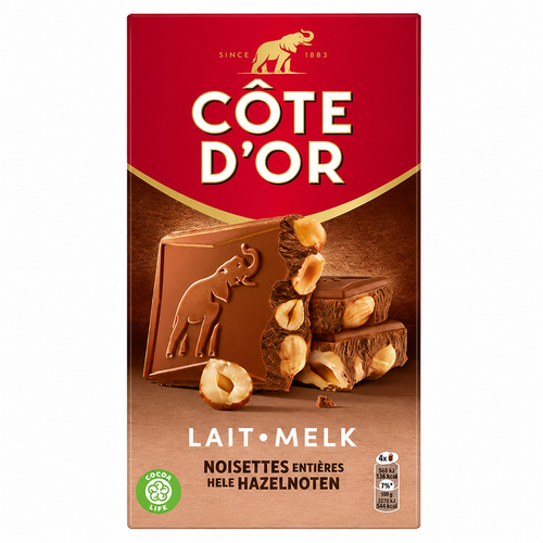Tablette Lait Noisettes Entières 180gr CÔTE D'OR