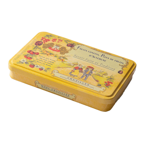 Boîte Métal Jaune Pâtes de Fruits Pavés Classiques 220g