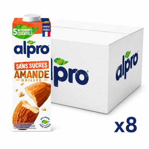 Boisson amande grillée Alpro 1L – Carton de 8 briques