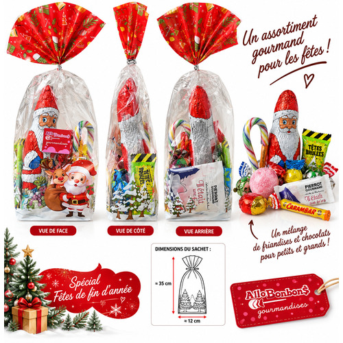 Sachet Délices de Noël 2025 – Confiseries festives pour CSE (17x24 cm)