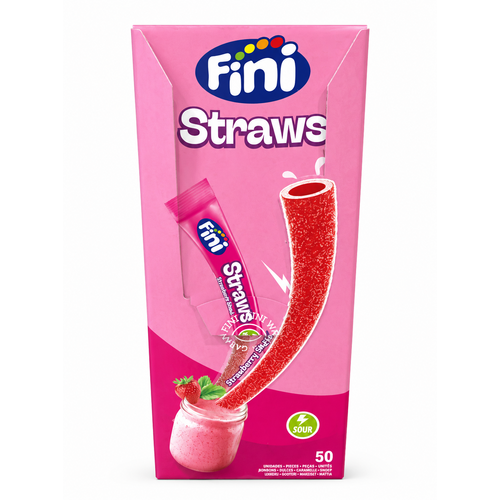 Paille Shooter Fraise FINI – Boîte de 50 Bonbons Gélifiés Liquides