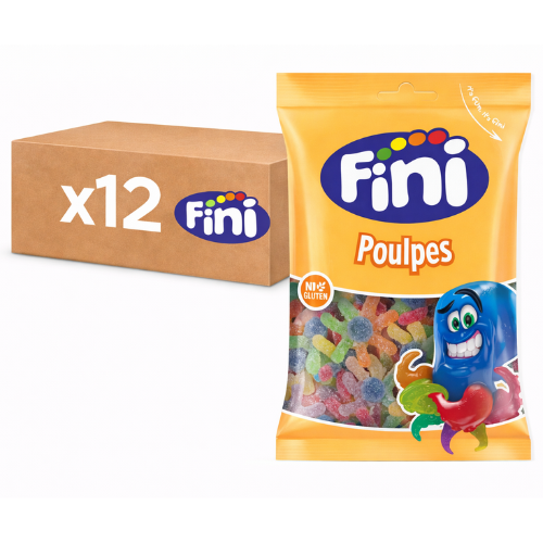 Carton de 12 sachets de bonbons poulpes gélifiés halal Fini 90 g