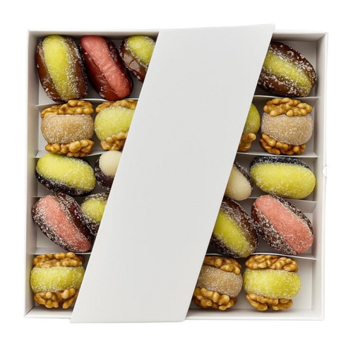Boîte de dattes et noix fourrées à la pâte d'amande 450 g Gumuche