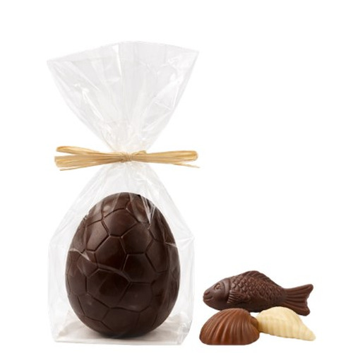 Œuf chocolat noir garni de fritures 3 chocolats 12 cm 160 g – Guisabel
