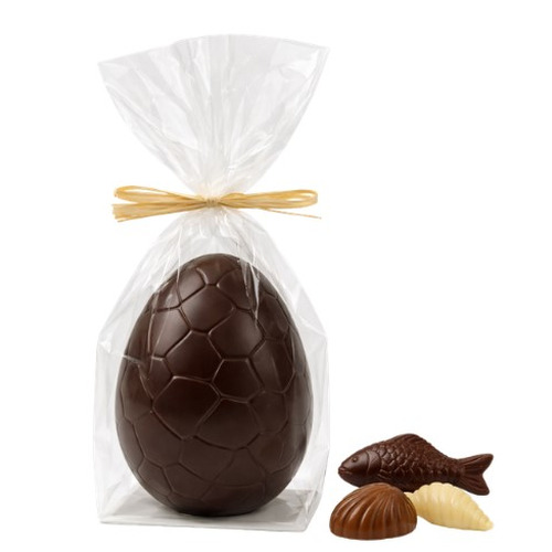 Œuf en chocolat noir garni de fritures 3 chocolats 14 cm 295 g Guisabel