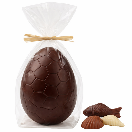 Œuf chocolat noir garni de fritures 3 chocolats 19 cm 510 g Guisabel