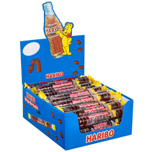 Display de 40 Mega Roulettes Happy Cola 45 g Haribo