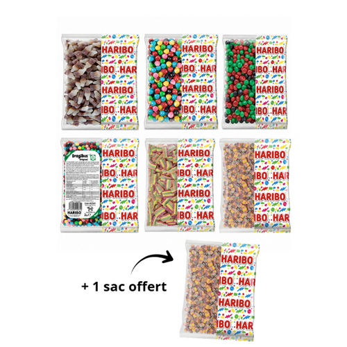 Colis vrac veggie Haribo 6 sacs + 1 offert