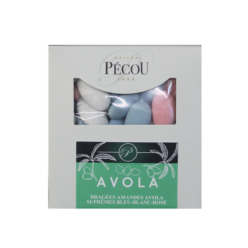 Dragées amandes Avola Suprêmes assortis : blanches, rose et bleues 1Kg Pécou