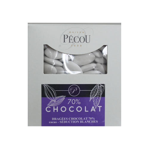 Dragées au chocolat 70% blanc 1kg Pécou